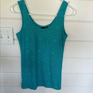 Teal Patterned Sleeveless Top